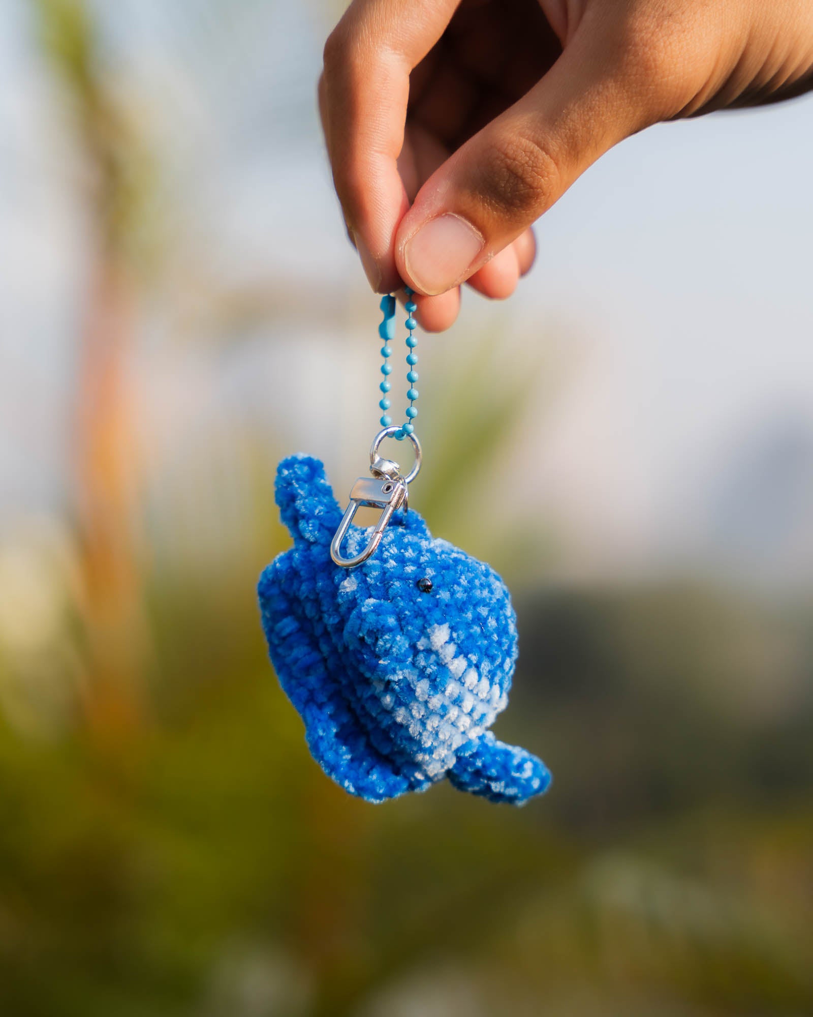 Blue beaded keychain mola mola